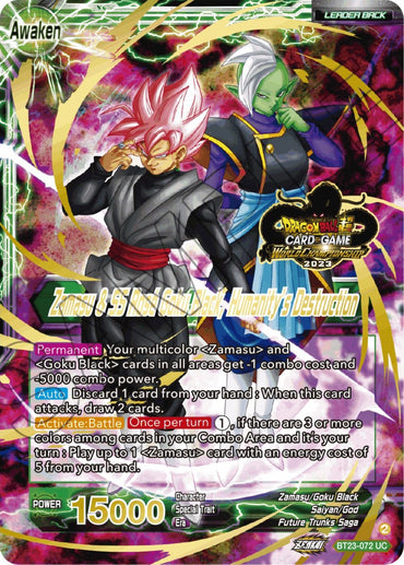 Zamasu & Goku Black // Zamasu & SS Rose Goku Black, Humanity's Destruction (2023 Worlds ZENKAI 06 Leader Set) (BT23-072) [Tournament Promotion Cards]
