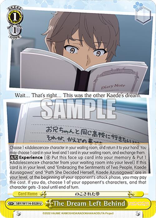 The Dream Left Behind (SBY/W114-E028 U) [Rascal Does Not Dream Series]