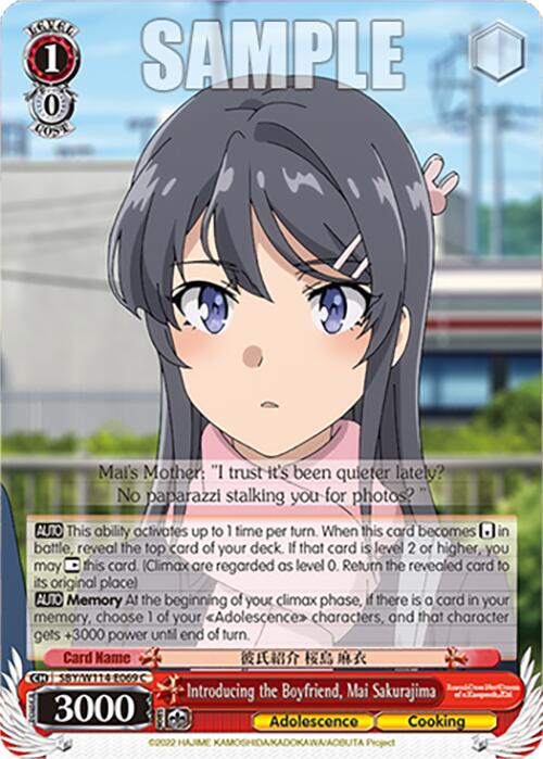 Introducing the Boyfriend, Mai Sakurajima (SBY/W114-E069 C) [Rascal Does Not Dream Series]